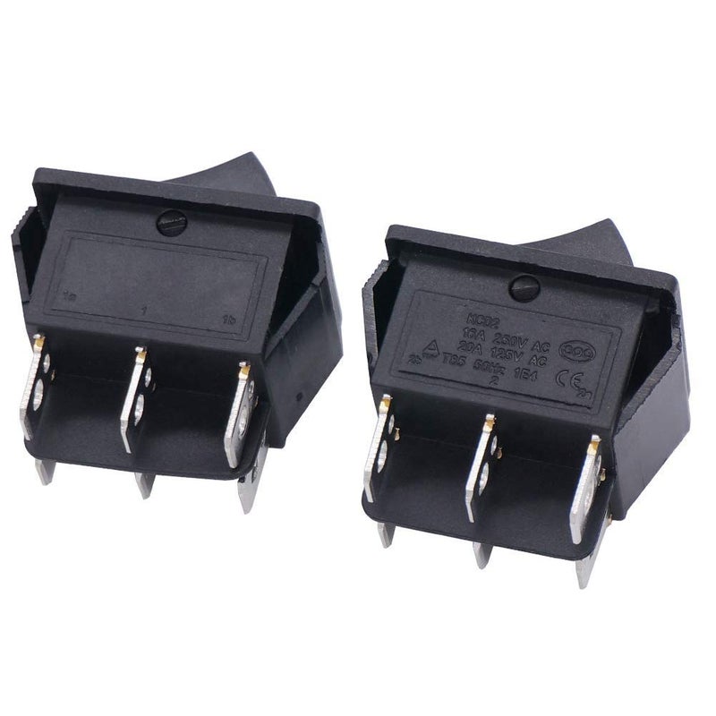 Twidec/2Pcs Rocker Switch 6 Pins 3 Position ON/Off/ON AC 10A/125V 6A/250V DPDT Car Boat Black KCD4 Rocker Switch Toggle KCD2-203 - Image 3